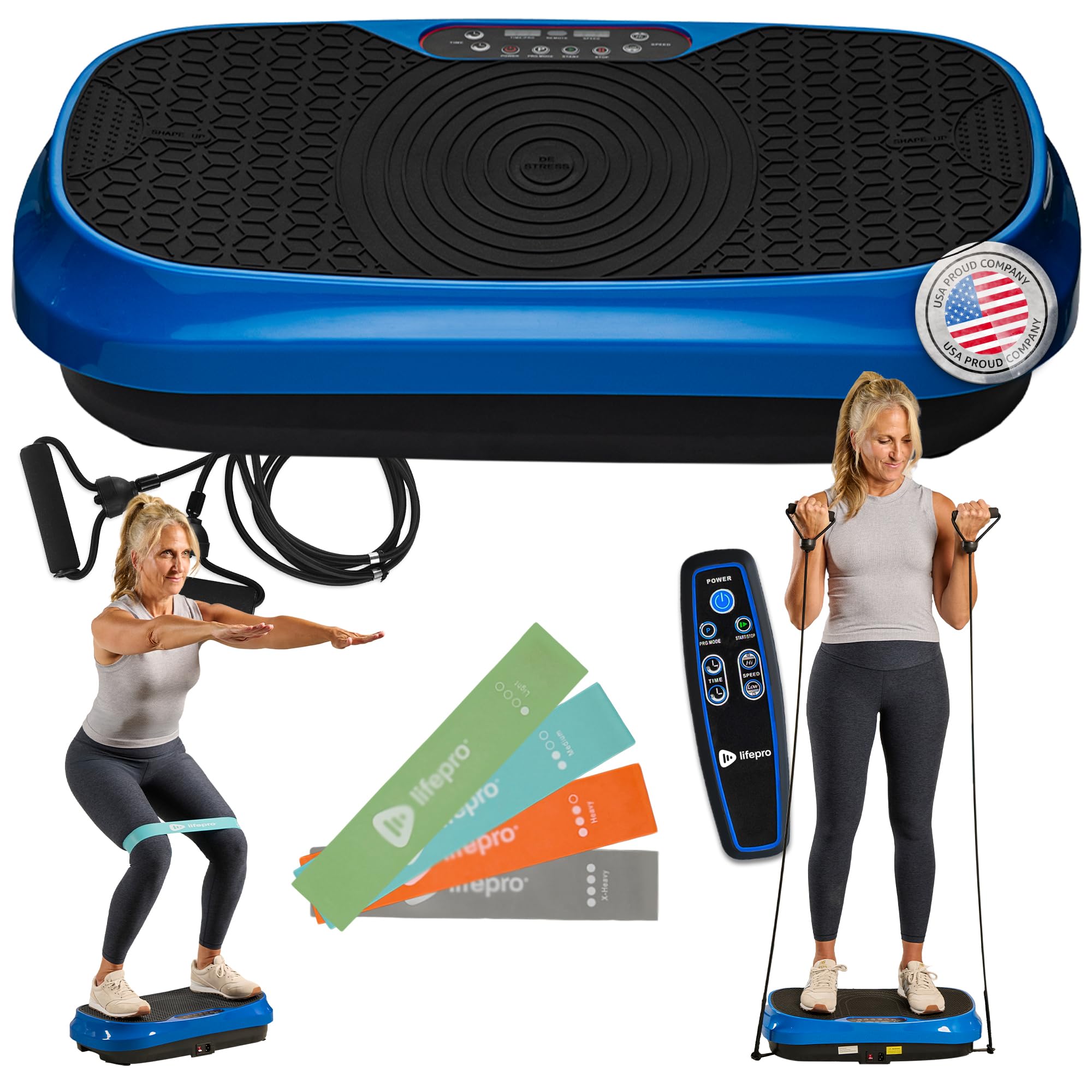 Waver Mini Vibration Plate for Lymphatic Drainage – Whole Body Vibrating Platform Exercise Machine for Muscle Toning & Recovery with Remote & Resistance Bands, Max Load 260 lb