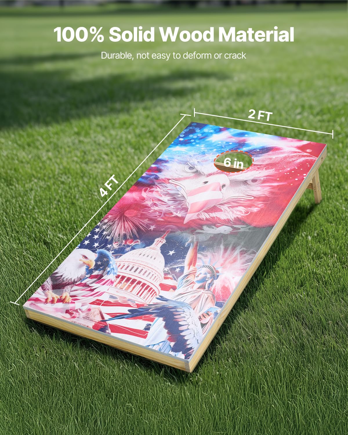 VEVOR Cornhole Spiel Set (1255 x 600 x 302 mm) Cornhole-Spielbretter, tragbares Wurfbrett aus Massivholz, Cornhole-Spiel für Erwachsene, inkl. 8 Sitzsäcken & Tragetasche, für Garten Hinterhof