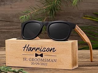 Custom Vintage Wooden Kids Sunglasses, Ring Security Ring Bearer Sunglasses for Wedding, Sunglasses Proposal Gift, Ring Bearer Gifts (Black)
