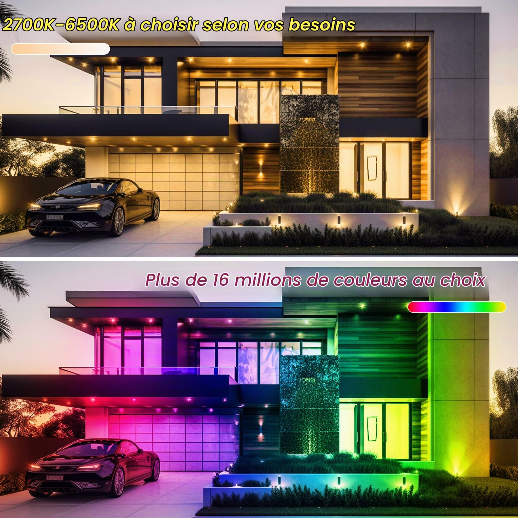 NATPOW Projecteur RGB LED Extérieur 100W, Spot de Couleur avec Application Bluetooth et Télécommande, Étanche IP66 Floodlight LED Changeant de Couleur, Lumière Led pour Jardins, Patios, Fête, 2 Pièces