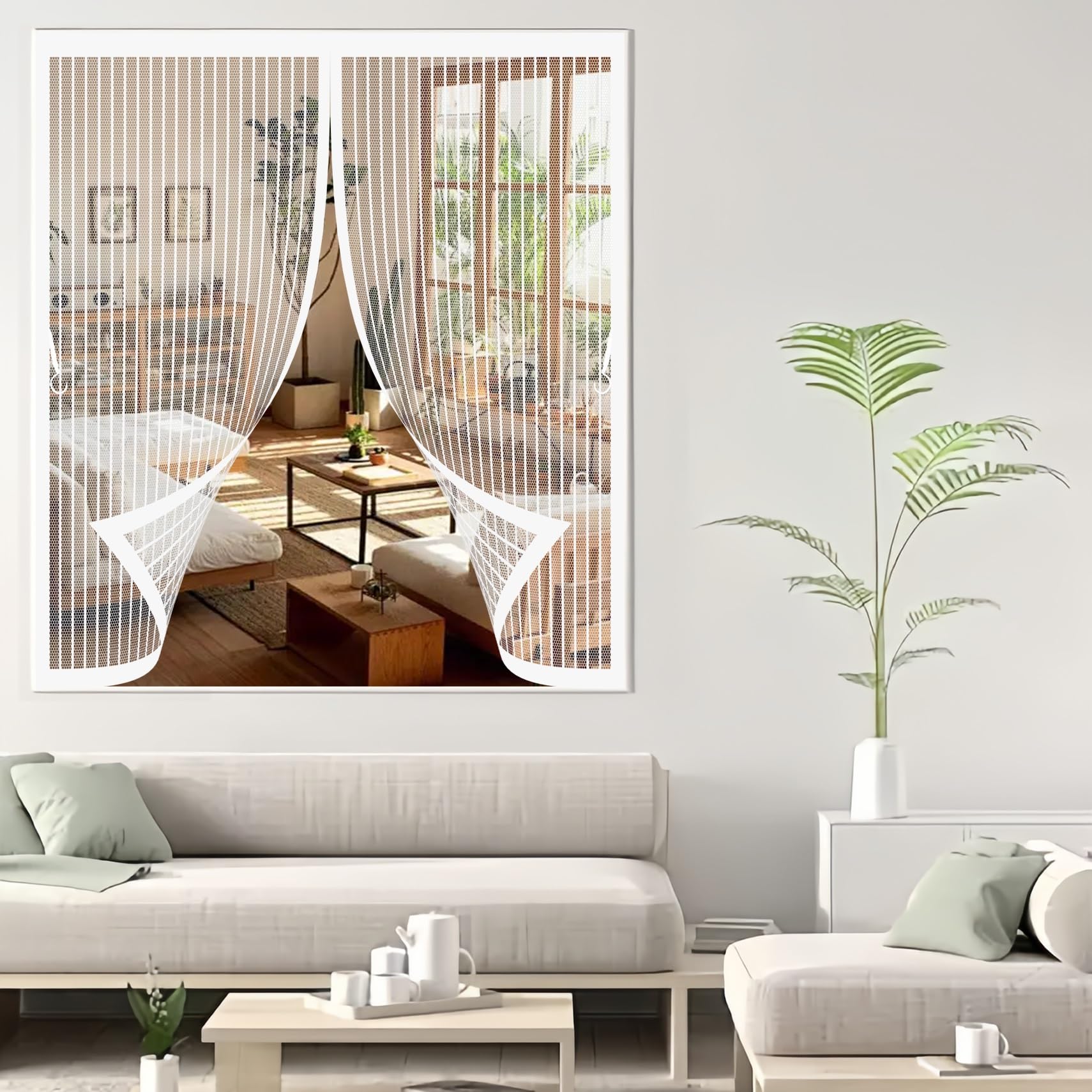 Moustiquaire pour fenêtre 117x127 cm blanc pour bloquer les insectes sans percer