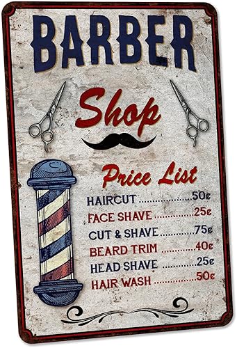 Letrero de barbería, Lista de precios de peluquería, Decoración de barbería vintage, Accesorios de peluquería, Decoración de barbería, Decoración de