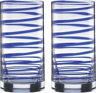 Kate Spade New York Charlotte Street 2-Piece Highball Glass Set, 1 Count (Pack of 1), Blue