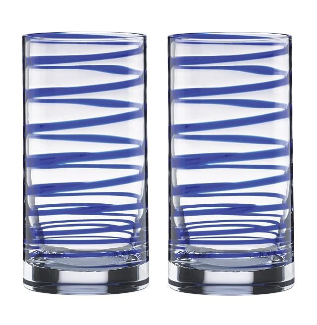 Kate Spade New York Charlotte Street 2-Piece Highball Glass Set 1 Count Pack of 1 Blue
