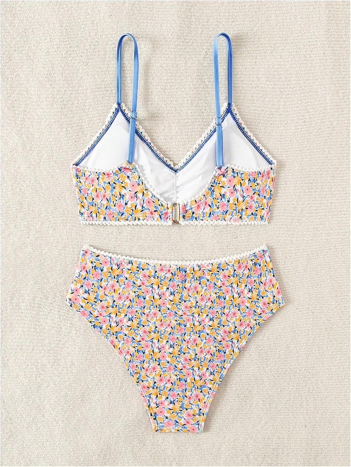 SOLY HUX Bathing Suit for Women Floral Print Swimsuit V Neck Spaghetti Strap Two Piece Bikini Sets - Image 2