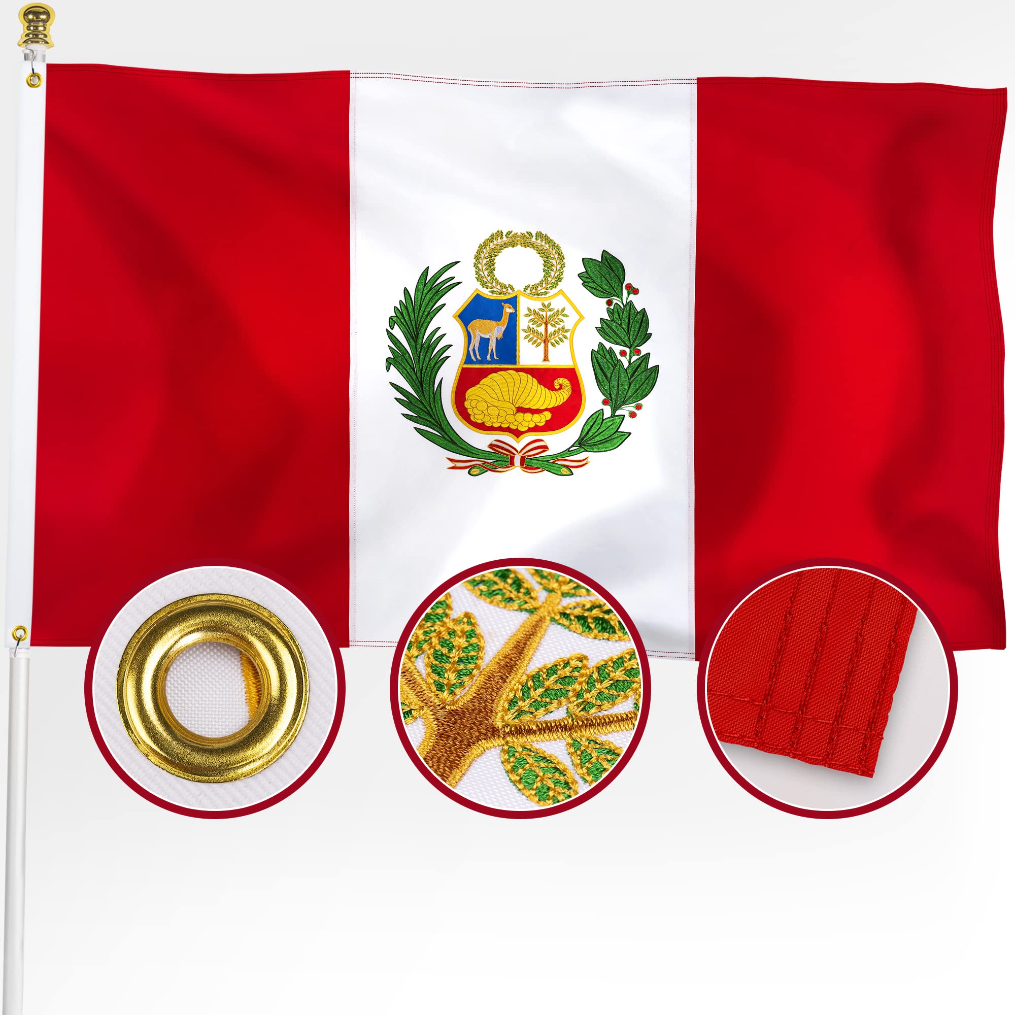 Photo 1 of XIFAN Premium Peru Flag 3x5 ft