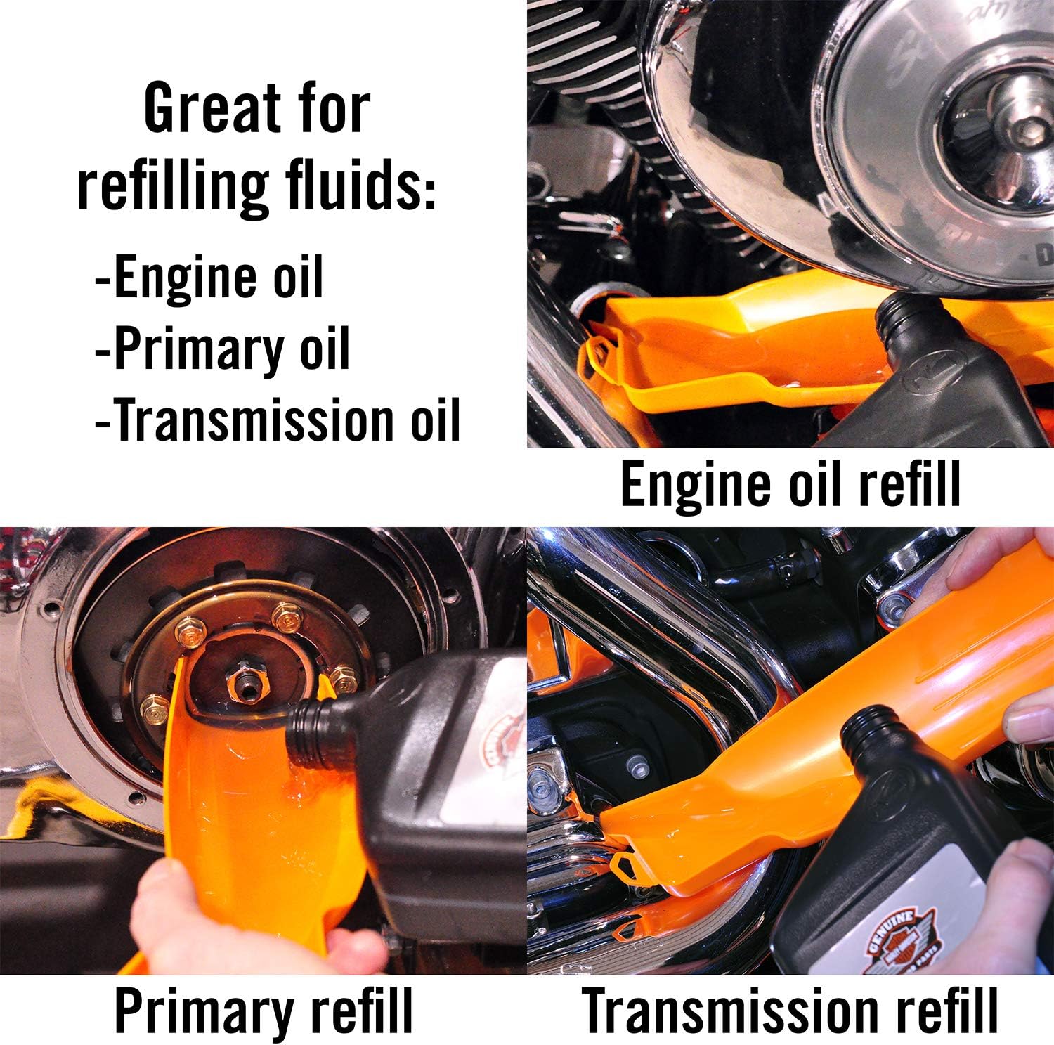 Ernst Manufacturing - Greg's Patented Drip-Free Oil Filter Funnel for Motorcycle Maintenance, Orange - Made in The USA