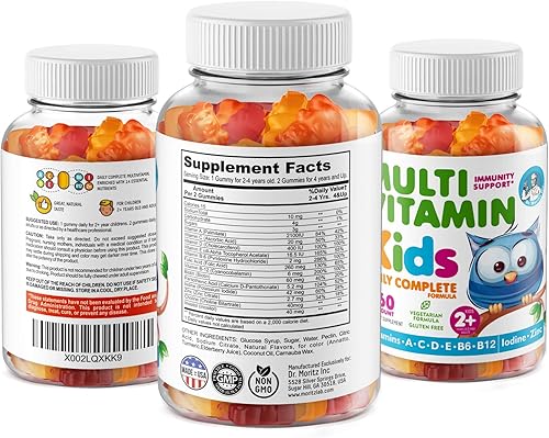 Miniatura 7 de Gomitas multivitamínicas para niños, 14 vitaminas esenciales y gomitas de magnesio sin azúcar, suplemento diario de vitamina A, C, D, E vegetariano
