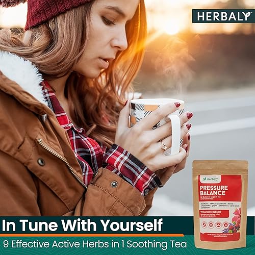 Miniatura 6 de Herbaly Pressure Balance Tea - 9 superhierbas - Presión, colesterol, salud cardiovascular, sistema circulatorio, natural, orgánico, sin OMG, sin