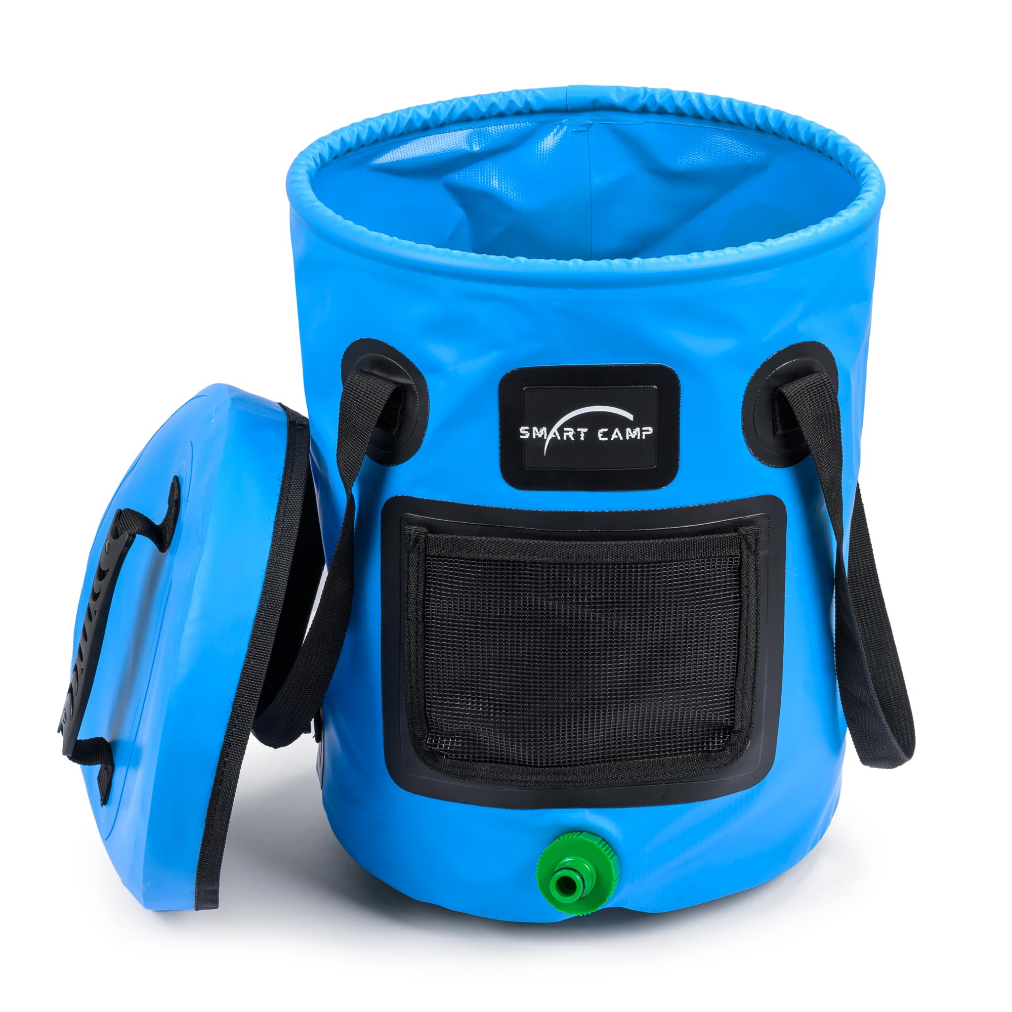 Smart Camp Blue Collapsible Bucket With Lid And Quick Hose Connector, Portable Foldable Large 20L Camping Gardening Hiking Fishing Bucket - Lightweight Folding Wash Basin Collaps Buckets 20L Water Container (Blue)