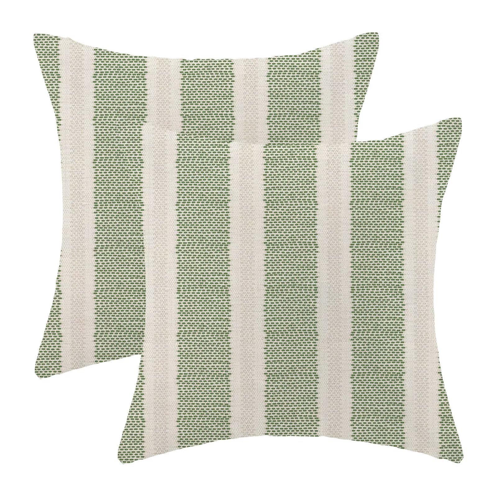 ZHOUYETAK Polka Dot Pillow Covers 18x18 Inch Set of 2, Sage Green Stripe Outdoor Decorative Boho Modern Throw Pillows Abstract Art Couch Cushion Case