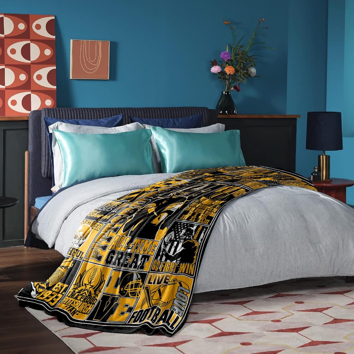 City Gifts for Men Women, Football Gifts for Team Fans, Football Merchandise, Team Color Sport Style Blankets and Throws 80"x60" - Image 5