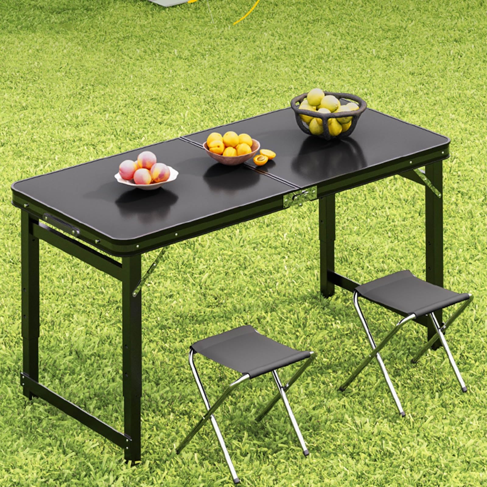 Tavolo da Campeggio Pieghevole Regolabile con 3 Altezze Portatile in Alluminio Tavolino da caffè Interno/Esterni Richiudibile con Rete di Stoccaggio(A,100X50CM)