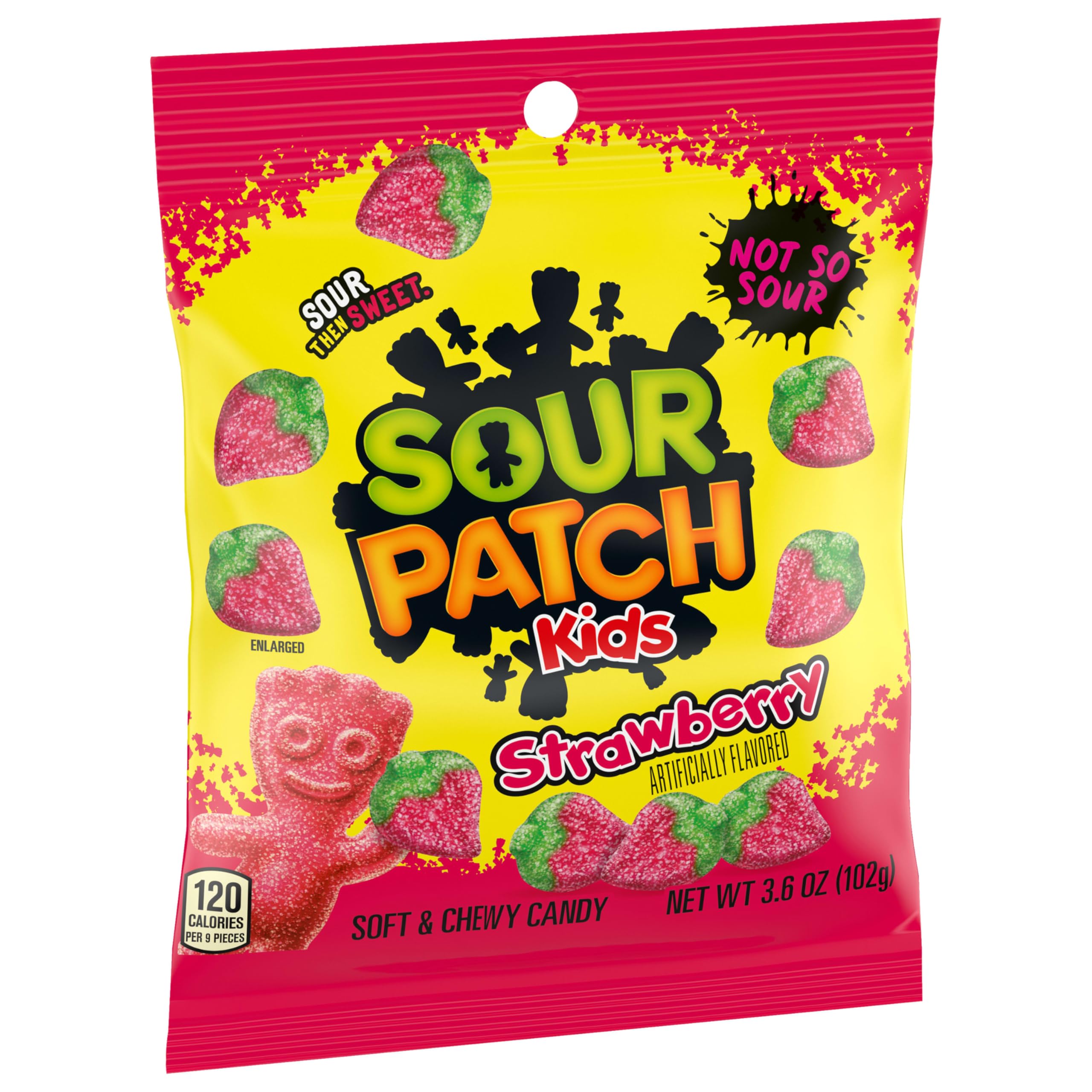 SOUR PATCH KIDS Caramelos suaves y masticables de fresa, bolsas de 340.2-102.1 g