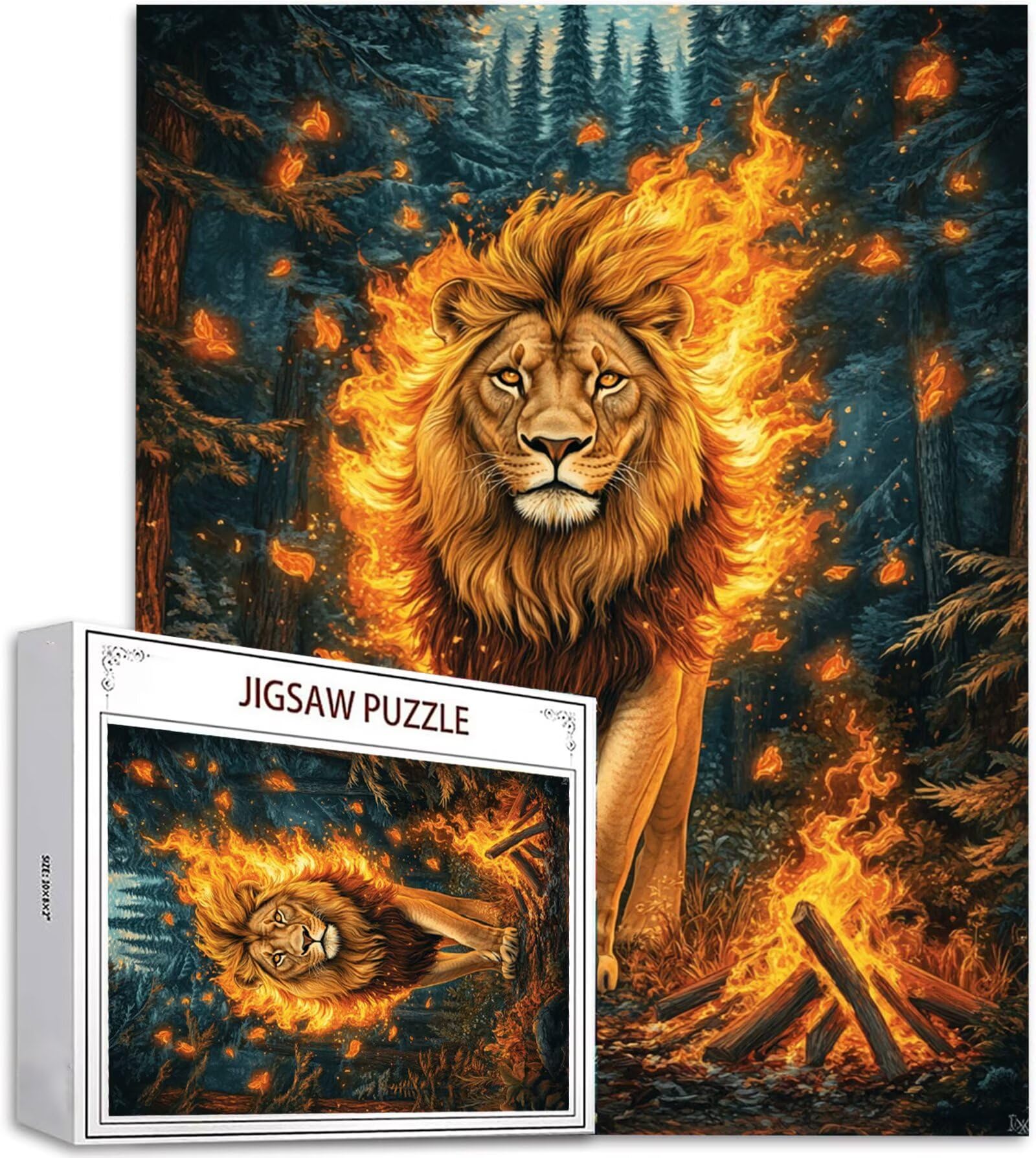 Puzzle Lew Puzzle 1500 sztuk Jigsaw dla dorosłych DIY klasyczna gra, puzzle w kształcie zwierząt, relaks i inteligencja dla 14-letnich chłopców 87 x 57 cm/1500 sztuk z drewnianym pudełkiem prezentowym
