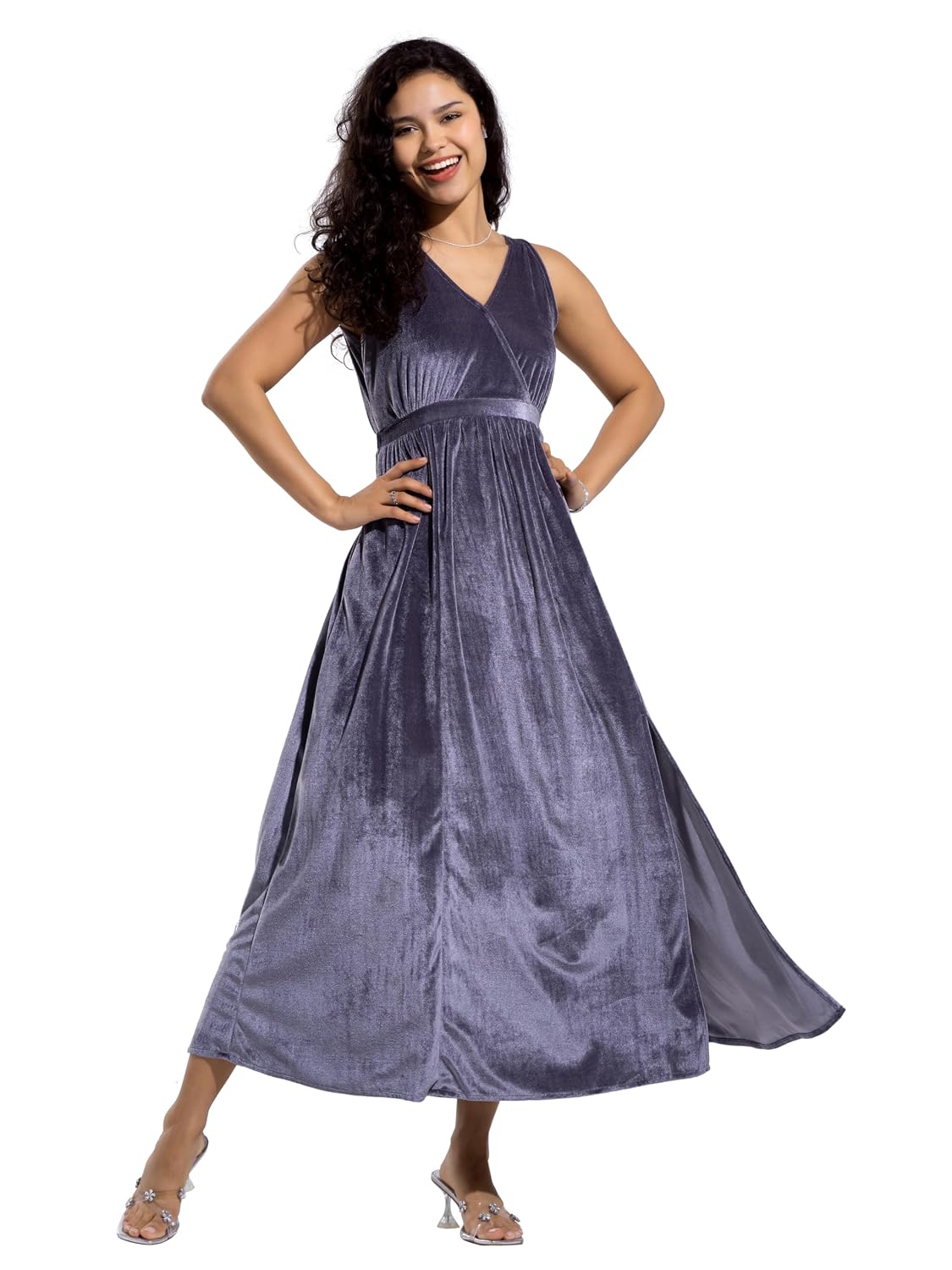 AASK Women Solid PlainRound Neck Full Sleeves Dress