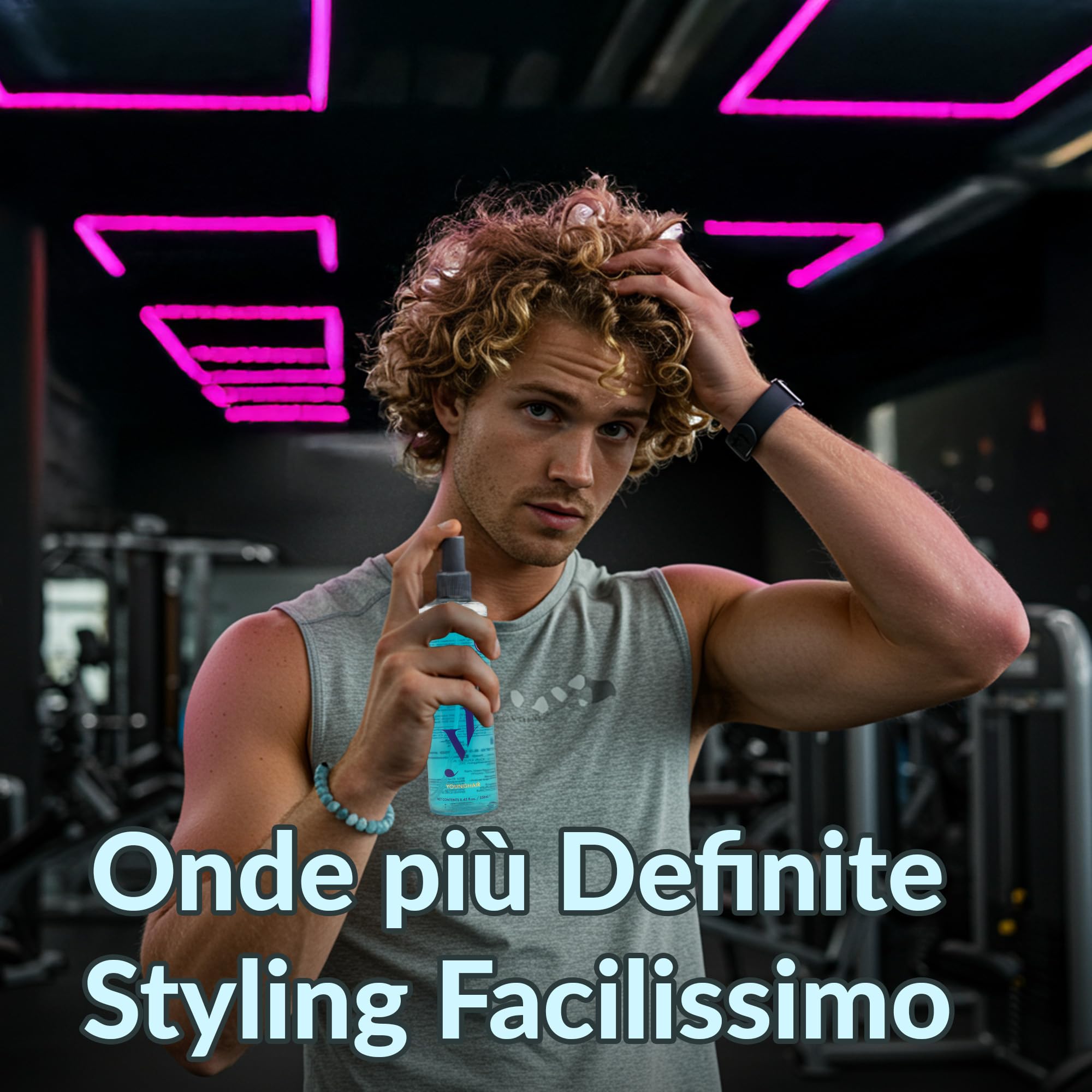 Spray Sale Marino per Capelli Younghair, Sea Salt Spray Beach Waves Effetto Onde Naturali, Volume e Texture per Capelli Mossi e Ricci, 250 ml