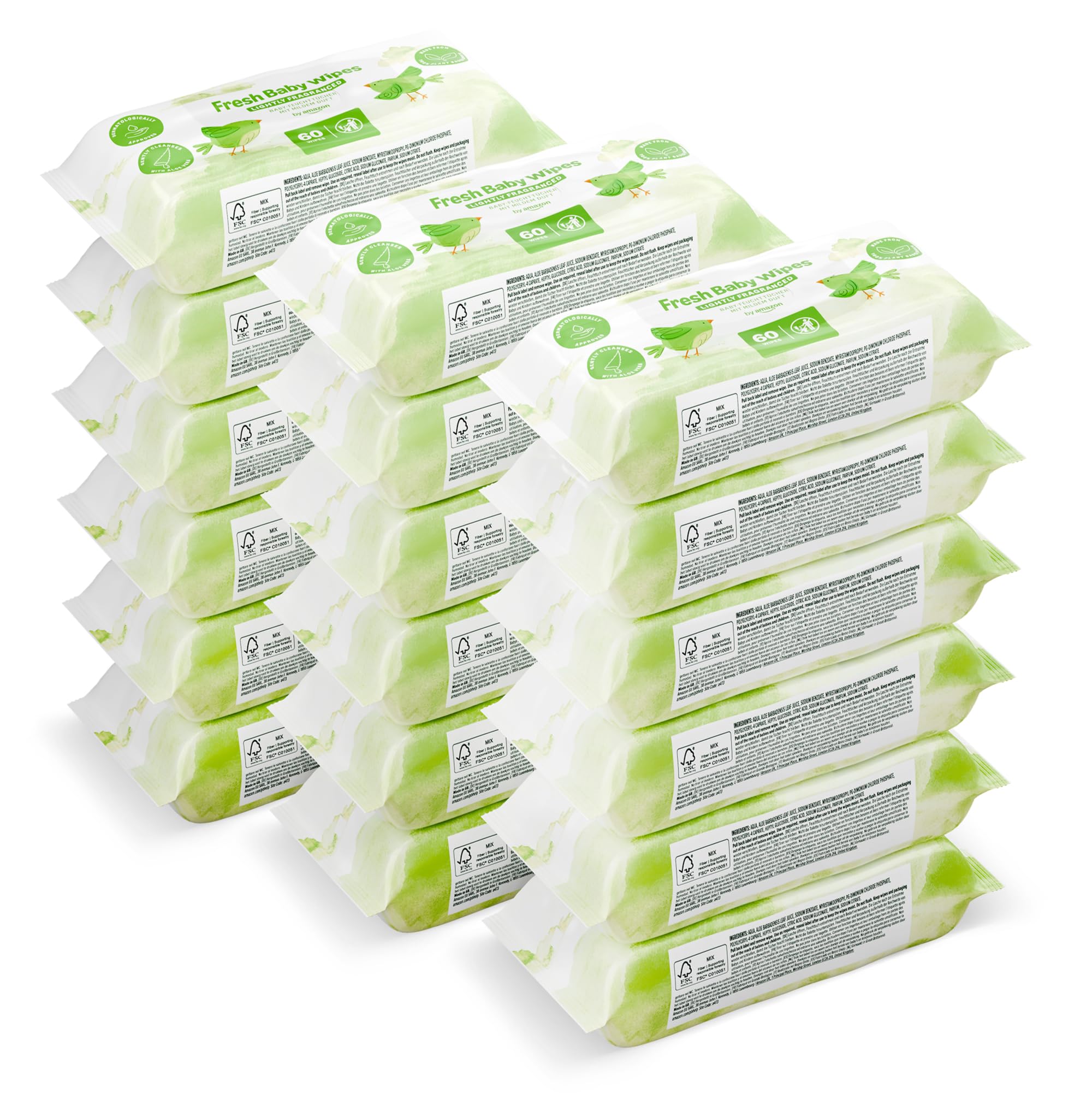 Fresh Baby Wipes, 1080 Wipes, 18 Pack of 60