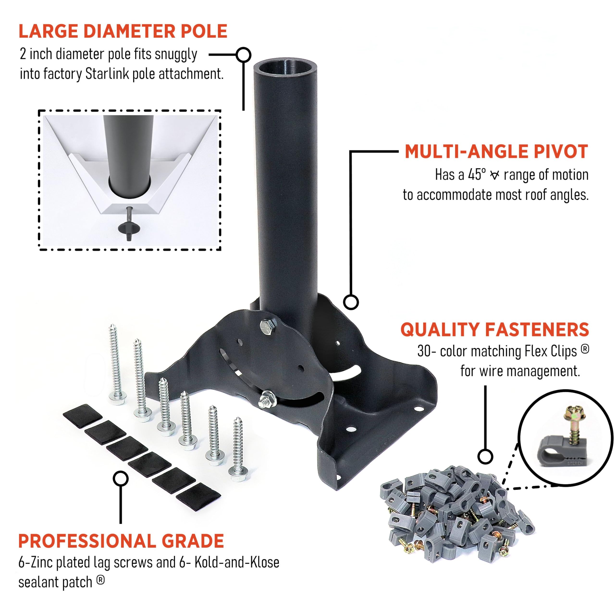 Starlink Mini Heavy Duty Steel Pivot Mount Kit Compatible with Starlink Mini Dish