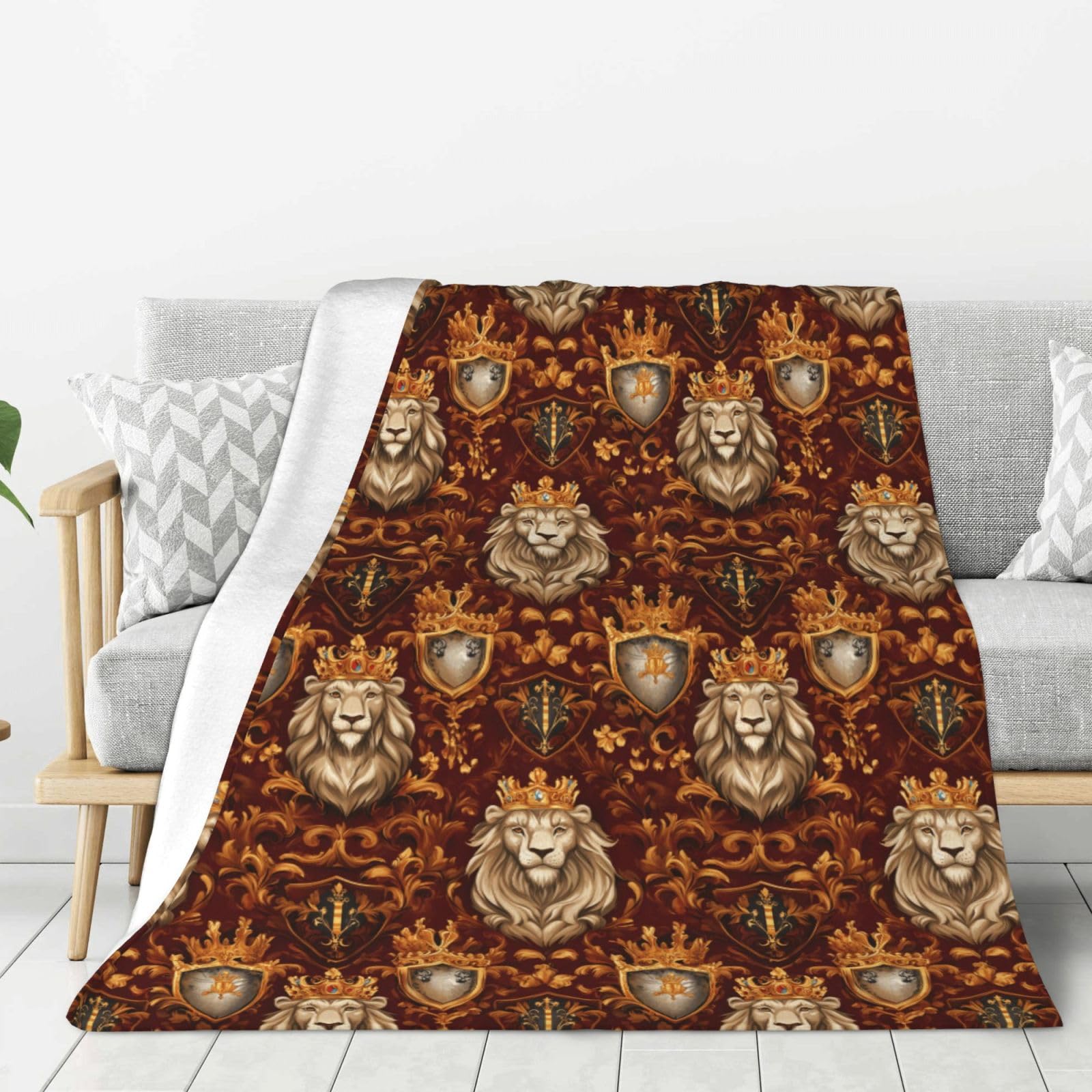 Couverture en flanelle lion 127x152 cm plaid classique canapé lit