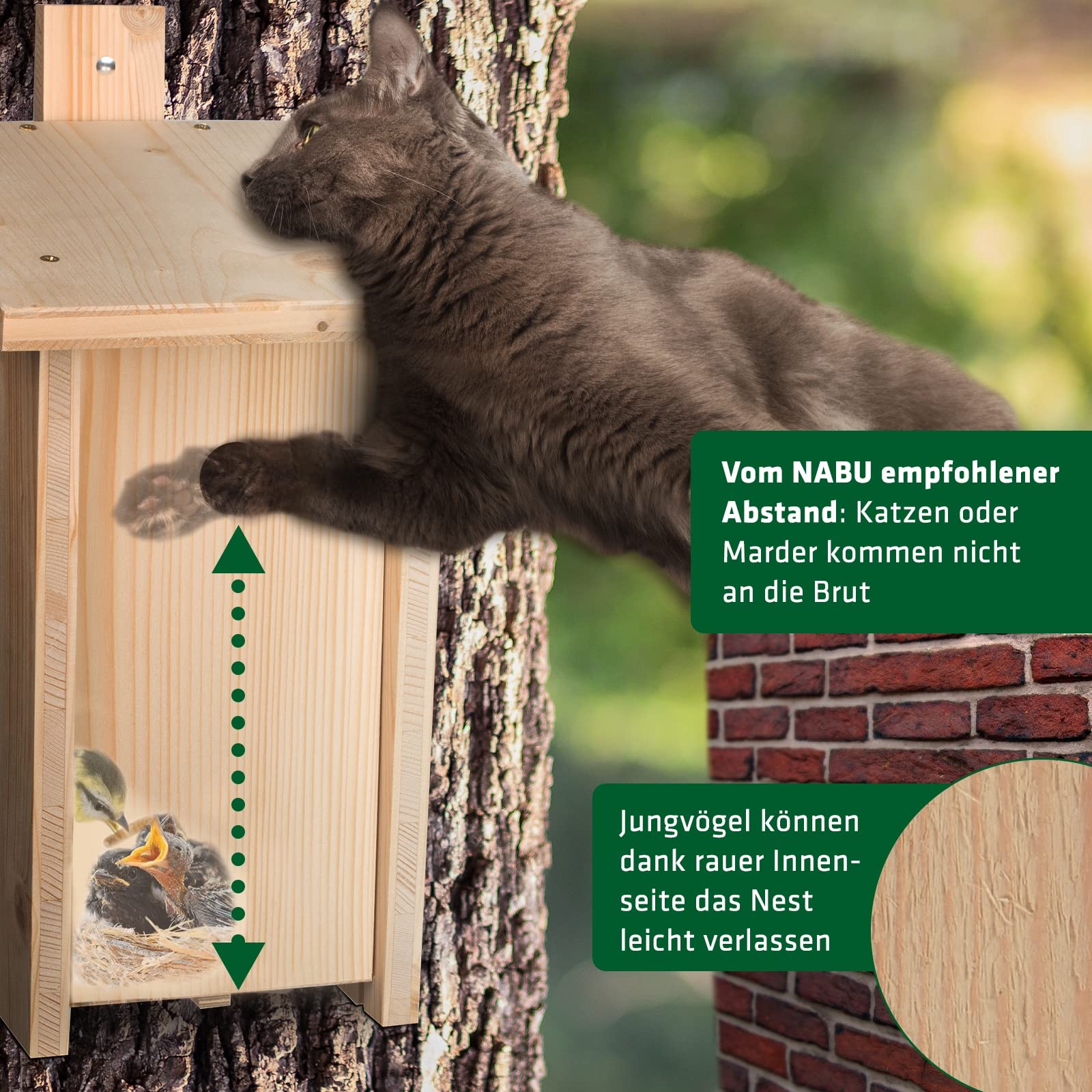 GARDIGO® Nistkasten Bausatz für Meisen I Vogelhaus zum selber Bauen I Made in Germany I Vogelhäuschen aus Holz zum aufhängen