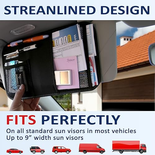 Miniatura 4 de Fancy Mobility organizador para colocar en parasol de automóvil Para guardar papeles registro y seguro y bolsillo para otros elementos - Diseño