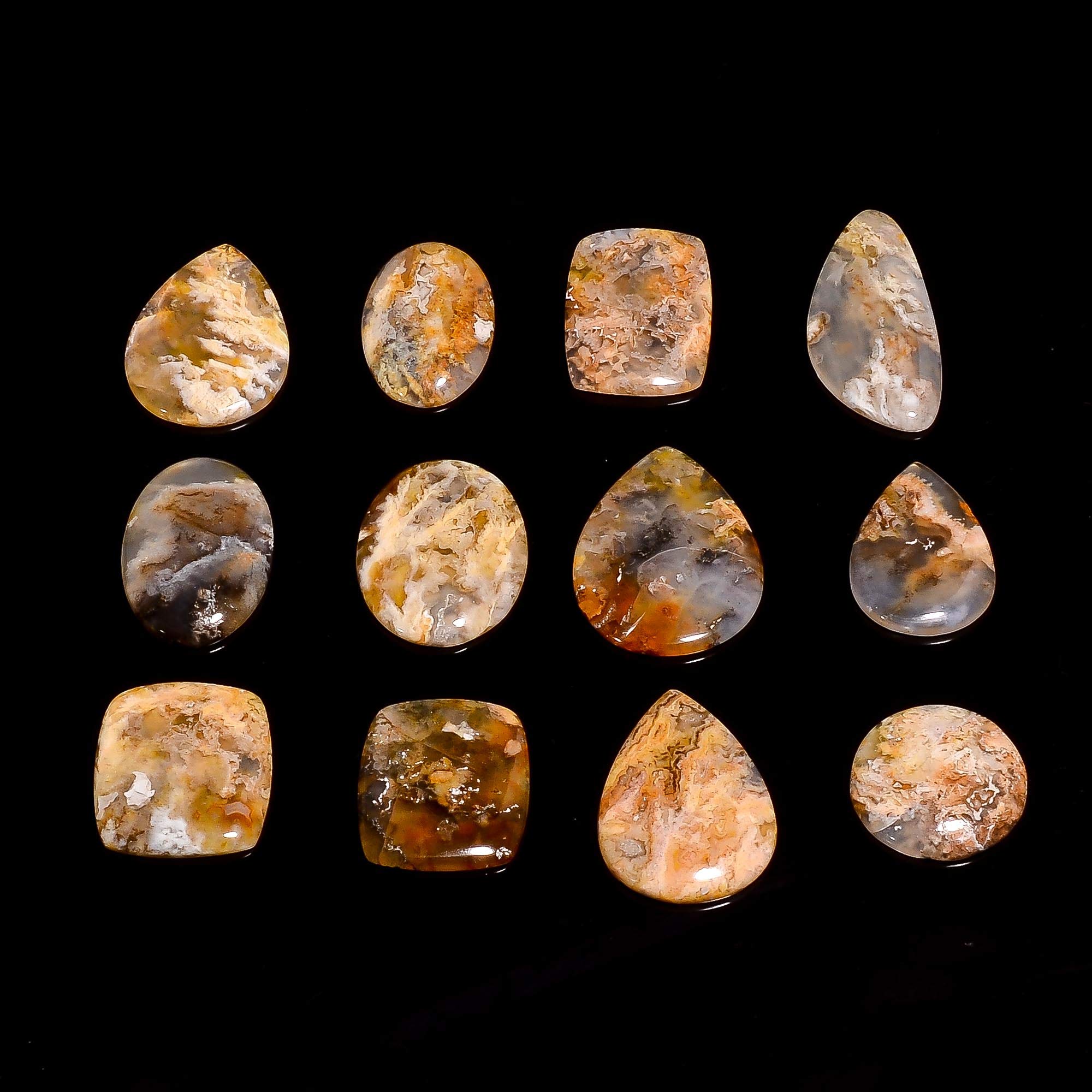 100 carats Natural Plume Agate Gemstone Wholesale Cabochons Lot, Jewelry Making Loose Gemstone, Polished Home Decor, DIY, Wire Wrapping, Healing Crystals, Bulk Gemstone Deal 5 to 6pcs