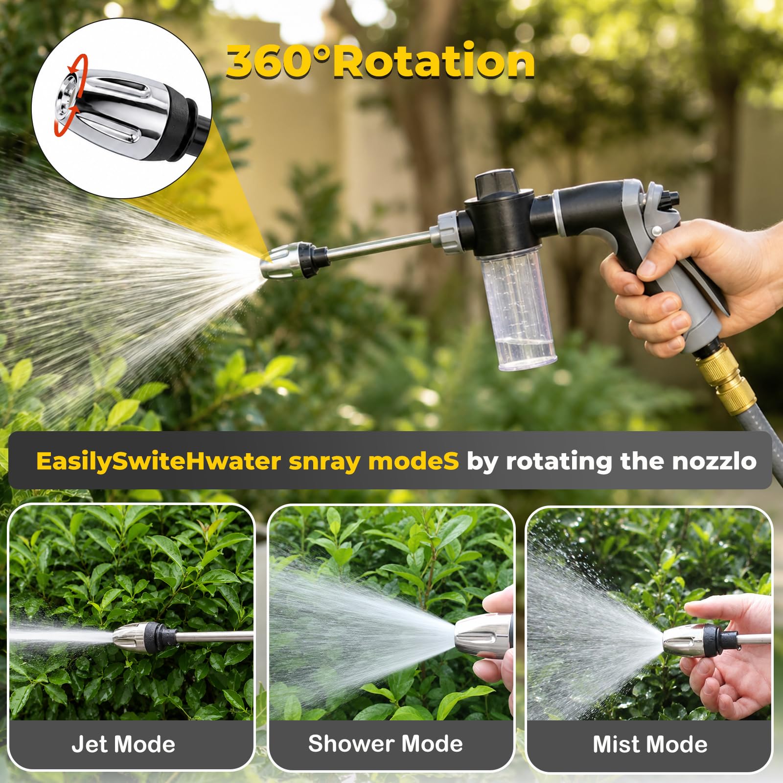 Jetterix Pressure Washer Nozzle, jetterix idropulitori, Power Jet Ugello per Tubo Pistola, Idropulitrice portatile, Idropulitrice ad acqua Powerjet, per lavaggio auto, giardino e terrazza
