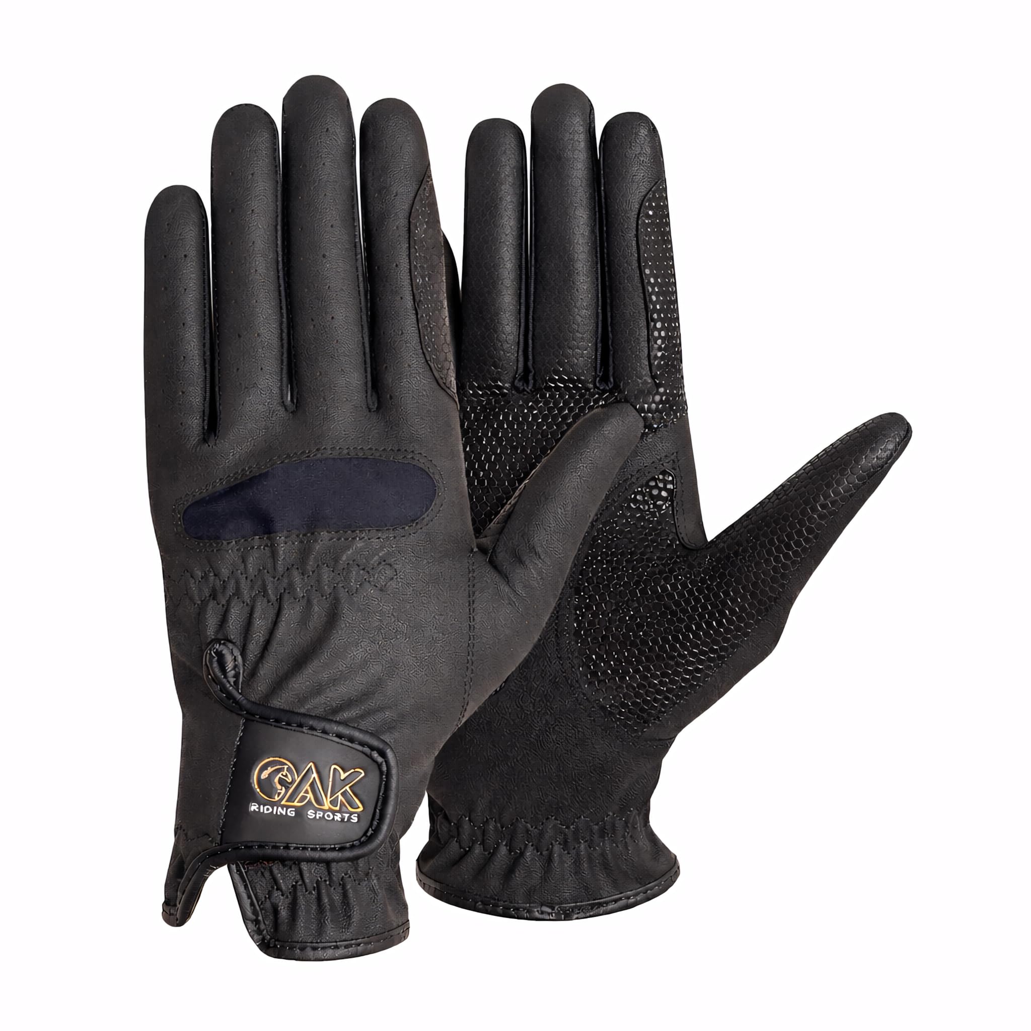 AK Horse Riding Gloves with Super Grip Unisex Equestrian Glove For All Season (Black, XL) — image 1