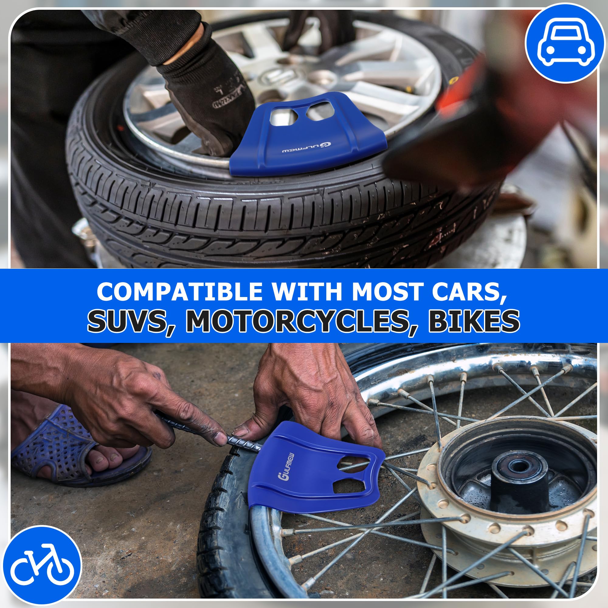 Rim Protectors for Tire Changing, 2 Piece Wheel Rim Guard Kit for Motorcycle, Bicycle, Scooter & E Bike, Durable Tire Lever Protection Tool, Non Slip, Reusable Maintenance Accessory