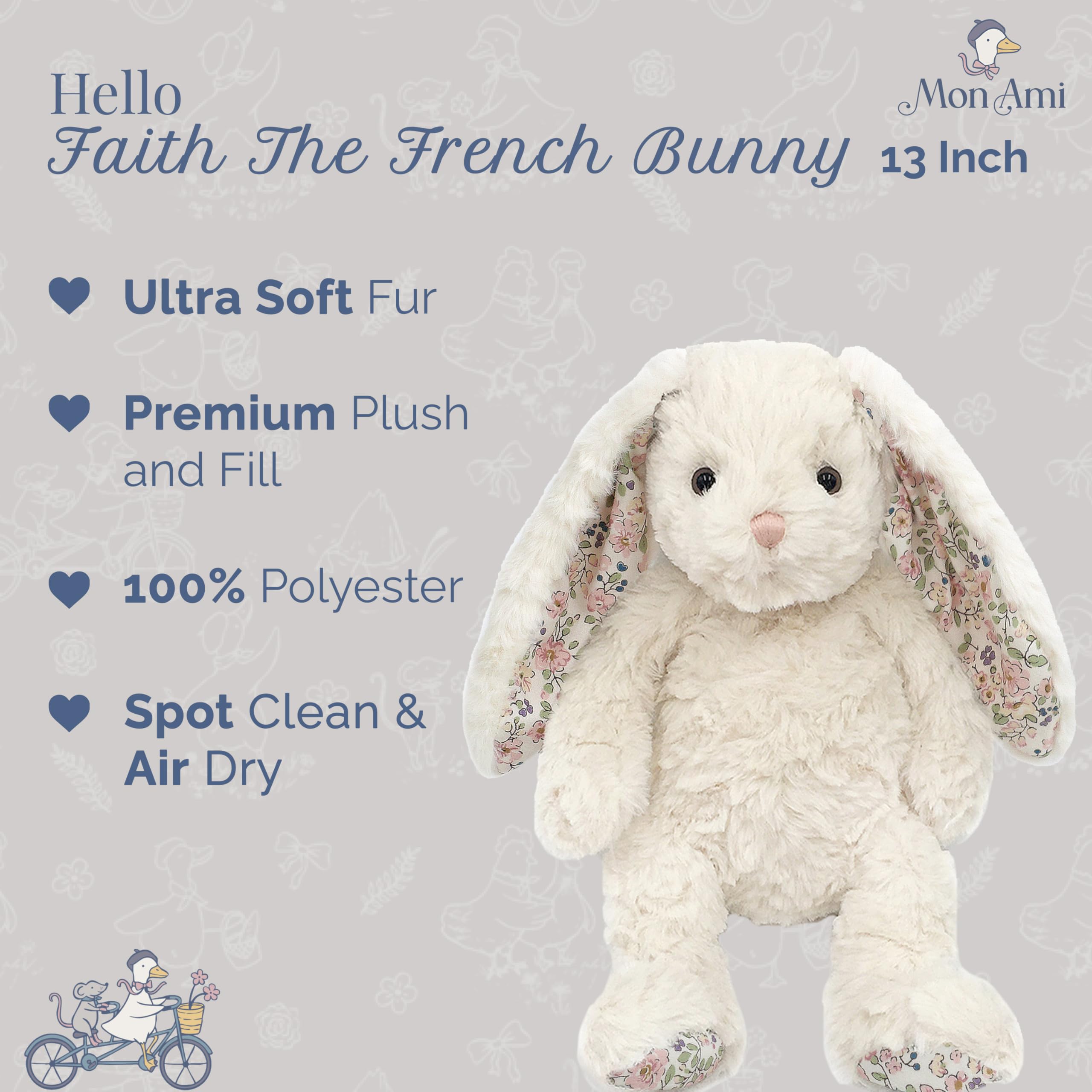 アート♥フランス人形ピンクッション♥バービーちゃん御予約(*´艸｀*)♥ Amazon.com: MON AMI Faith The French Bunny Plush Toy | 13-Inches