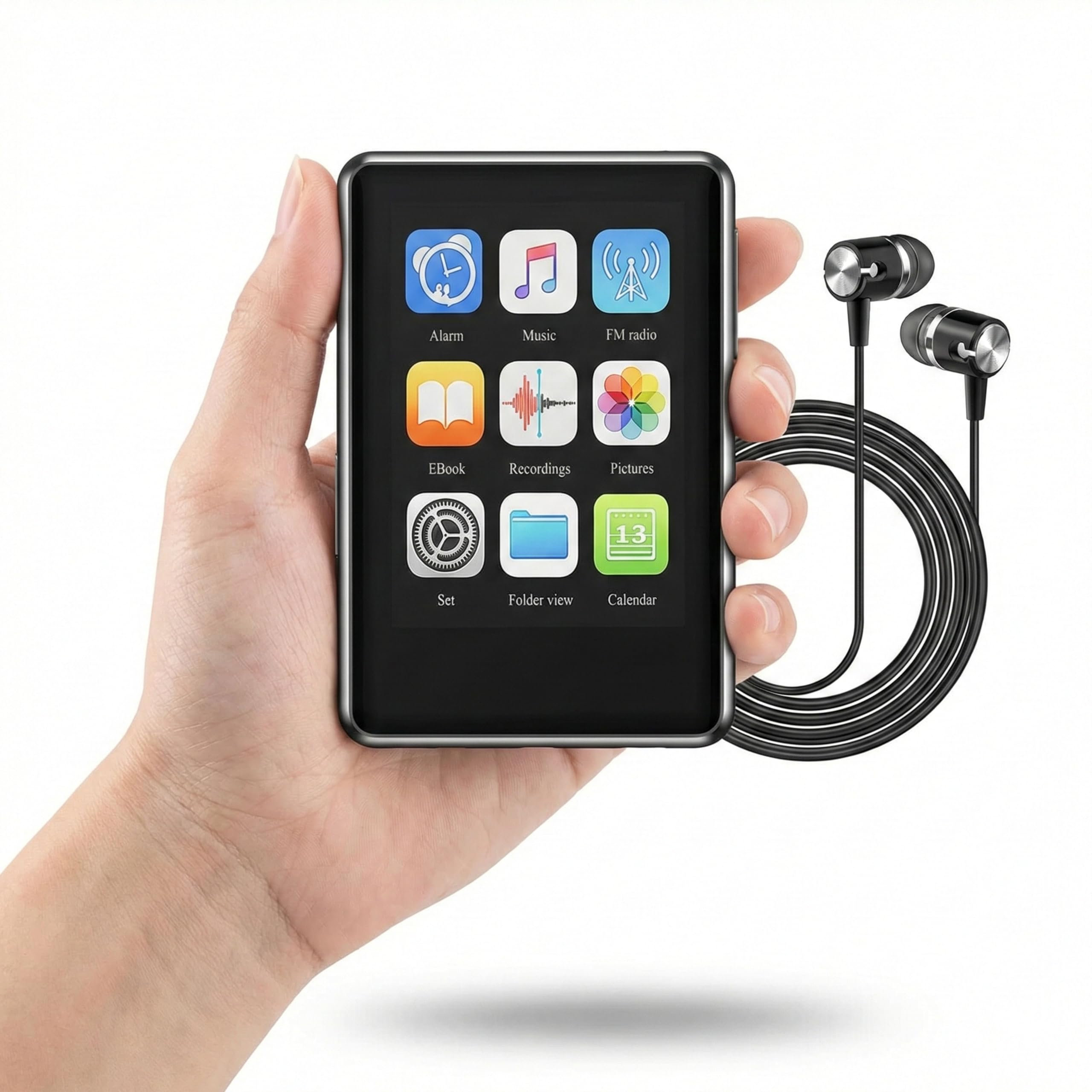 Drumstone Bluetooth MP4 Player with Full Touchscreen – Built-in Speaker, Pedometer & Voice Recorder | Portable Music & Video Player for Fitness & Travel (Memory Card Not Included)