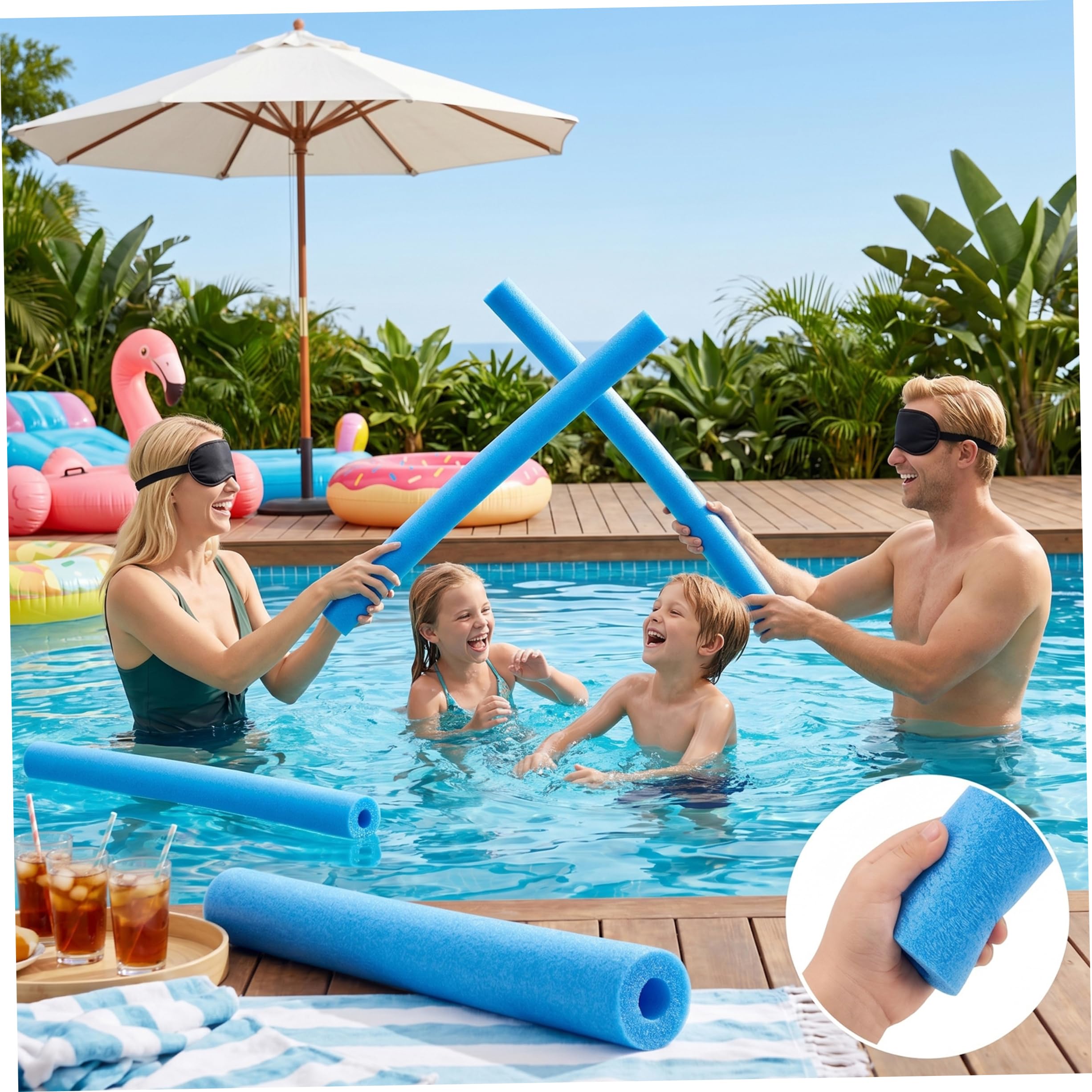 Pool Noodle Lot de 2 Nouilles de Piscine géantes en Mousse Flotteur Creux épais à Haute flottabilité 140 cm Bleu