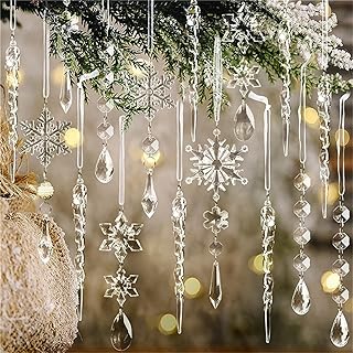 クリスマス オーナメント 10個セット クリスマスツリー 吊り下げ 雪の結晶 クリスマス 飾り 屋外 ツリー 透明 ドロップ 飾り クリスマスツリー 飾り アクリル 星 氷柱 (A)