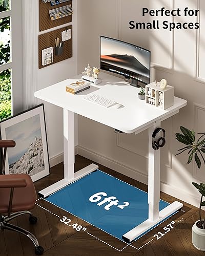 Miniatura 14 de Okin Escritorio eléctrico pequeño de pie, 40 x 24 pulgadas, altura ajustable, color negro, estación de trabajo para oficina en casa Negro