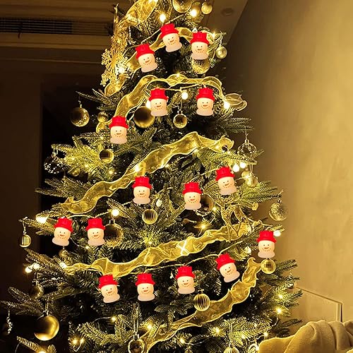 Miniatura 7 de Cbebew 10 luces de muñeco de nieve de Navidad, cadena de luces de Navidad de 8.5 pies con 10 luces de muñeco de nieve, árbol de Navidad para