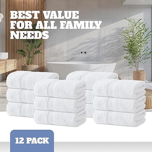 Miniatura 160 de White Classic Juego de toallas de baño suaves de lujo de algodón de 21.16 oz/m², extra grandes, 35 x 70 pulgadas, altamente absorbentes y de secado