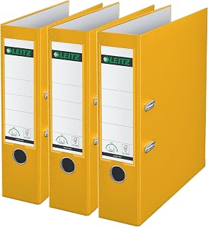 Leitz - Archivador de palanca, plástico, A4, 3 unidades, color amarillo 8 cm