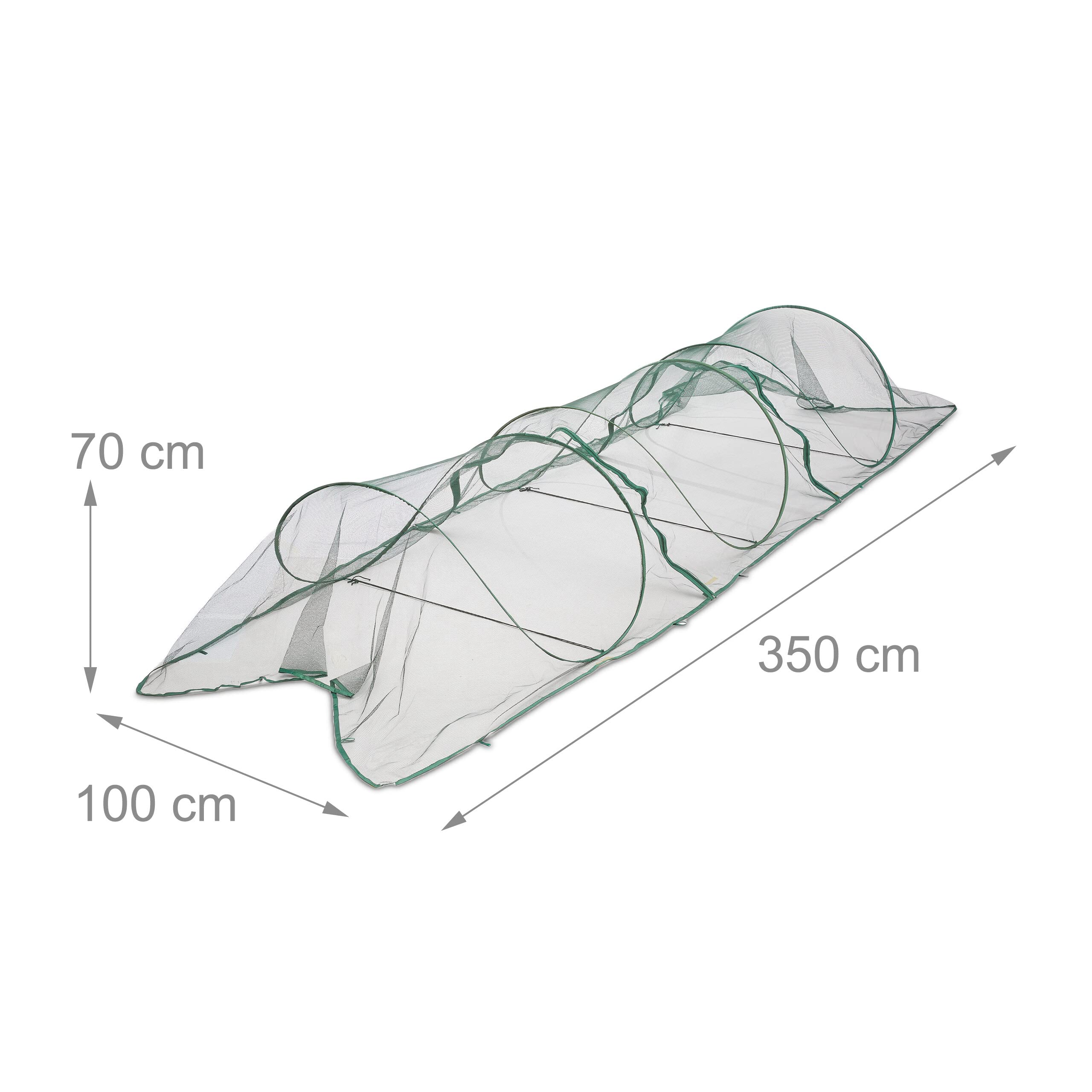 Relaxdays Tunnel de Croissance Pliable, système « Pop up », 3,5 m, Filet, pour légumes et Fraises, Vert foncé