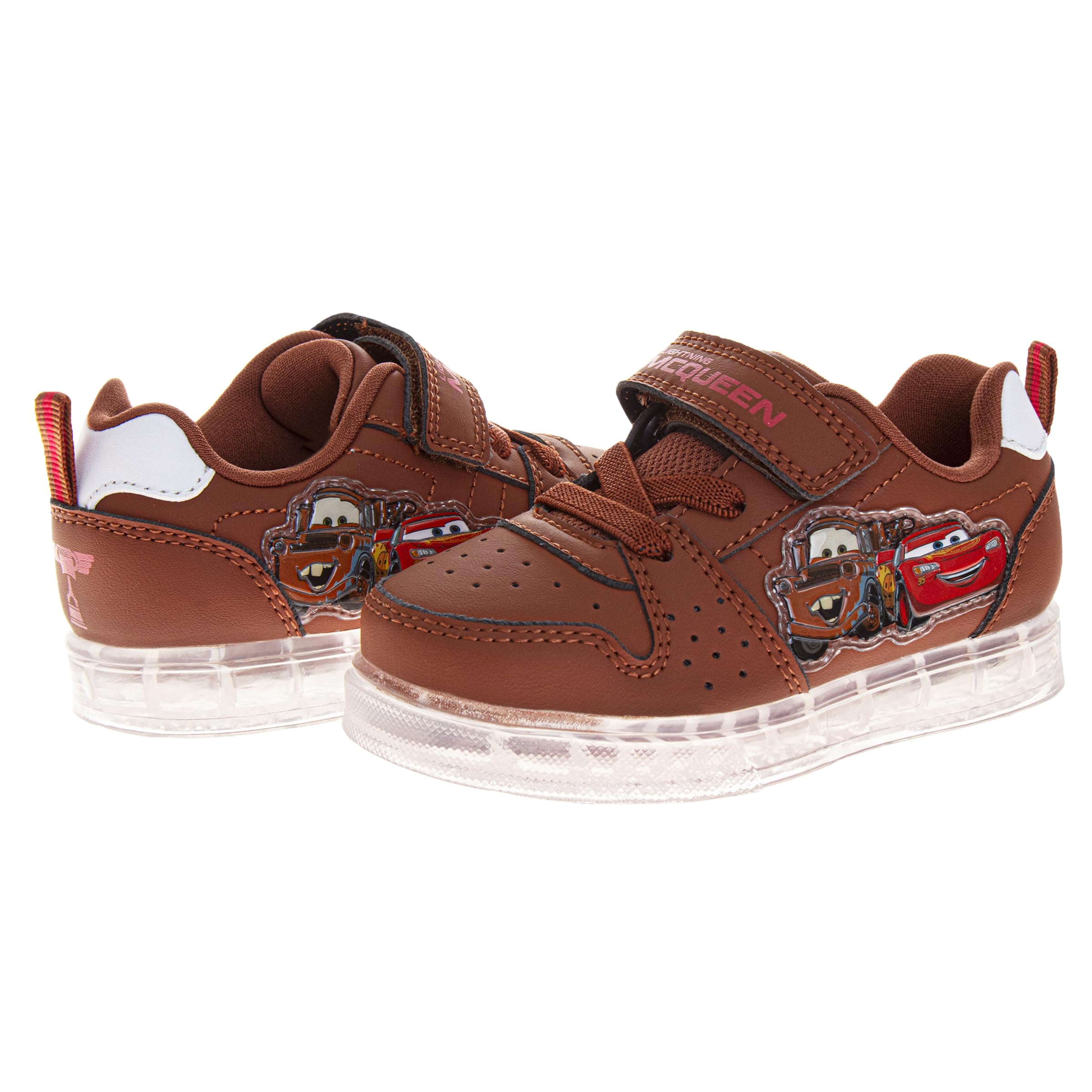 Disney Pixar Cars - Scarpe da ginnastica Saetta McQueen Tow Mater, con luci a LED, senza lacci, traspiranti, scarpe da ginnastica Mater Rust Marrone, taglia 38-42, per bambini piccoli