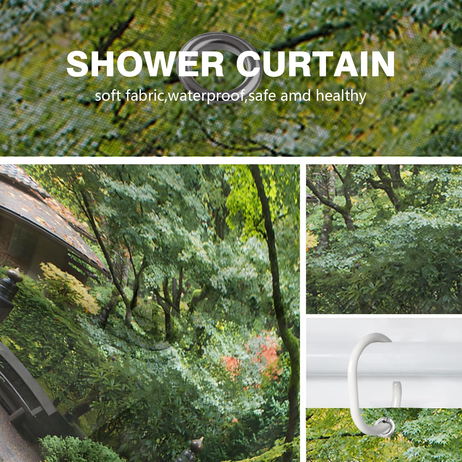 Newhomestyle Wooden Bridge Outdoor Garden Shower Curtain, Quick-Drying Waterproof Outdoor Garden Decoration - Image 3