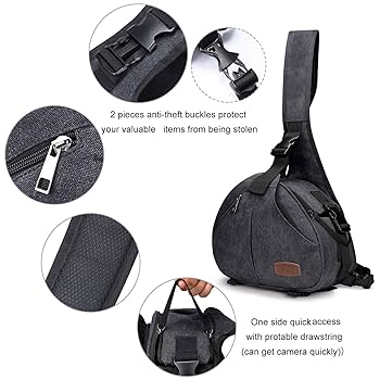 Amazon.com : S-ZONE Canvas Camera Sling Bag DSLR Lens Anti