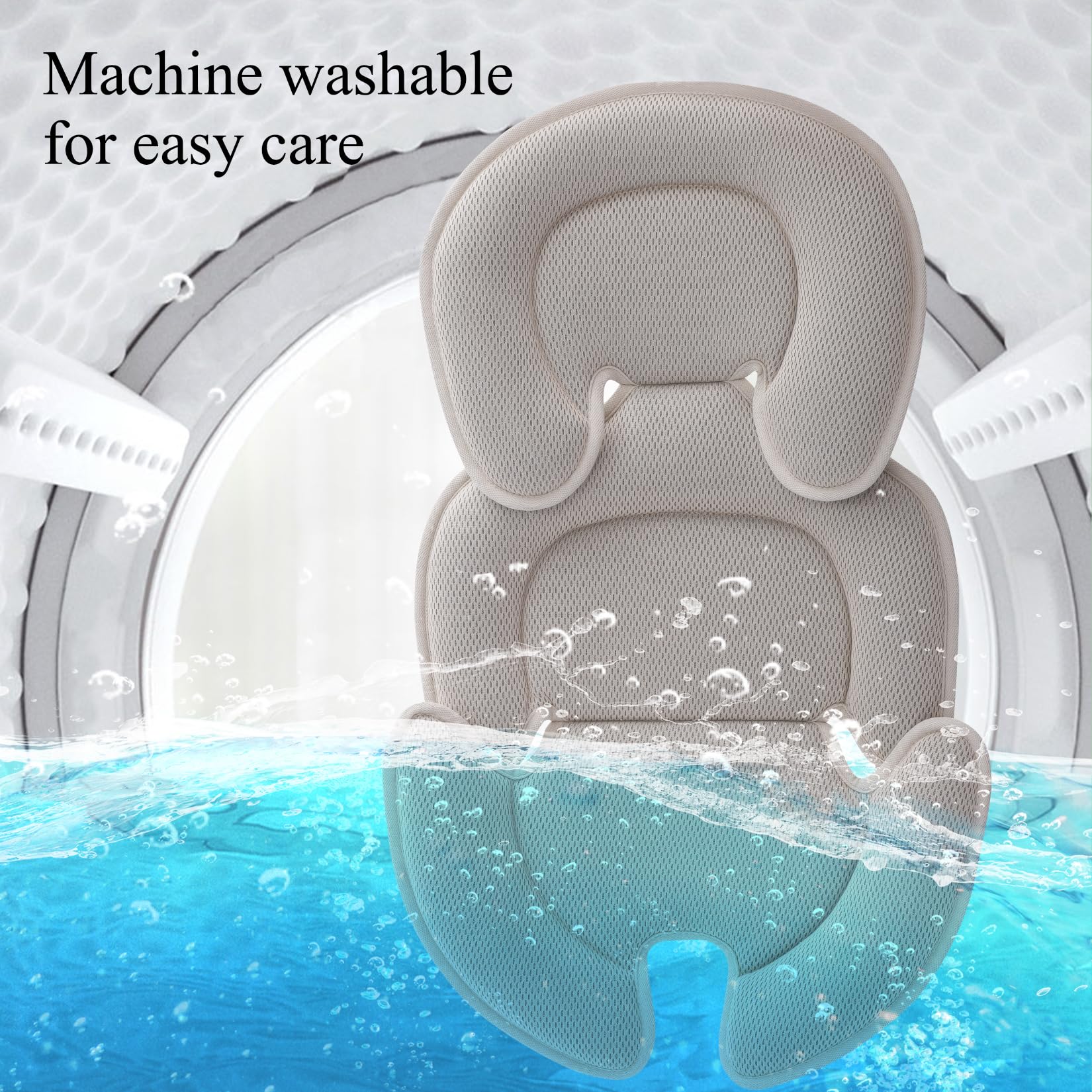 Innokids Insert de siège Auto pour bébé, Support de tête et de Corps pour bébés, Coussin de siège de Voiture Doux pour sièges d'auto et poussettes de bébé (Beige)