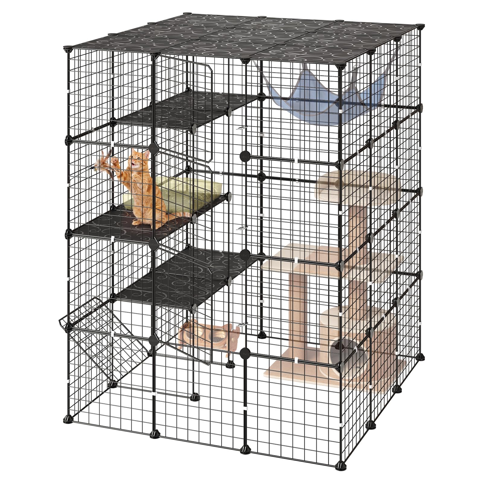 VEVOR Katzenkäfig Katzengehege 4-Stock Katzenauslauf 104,1x104,1x139,7cm
