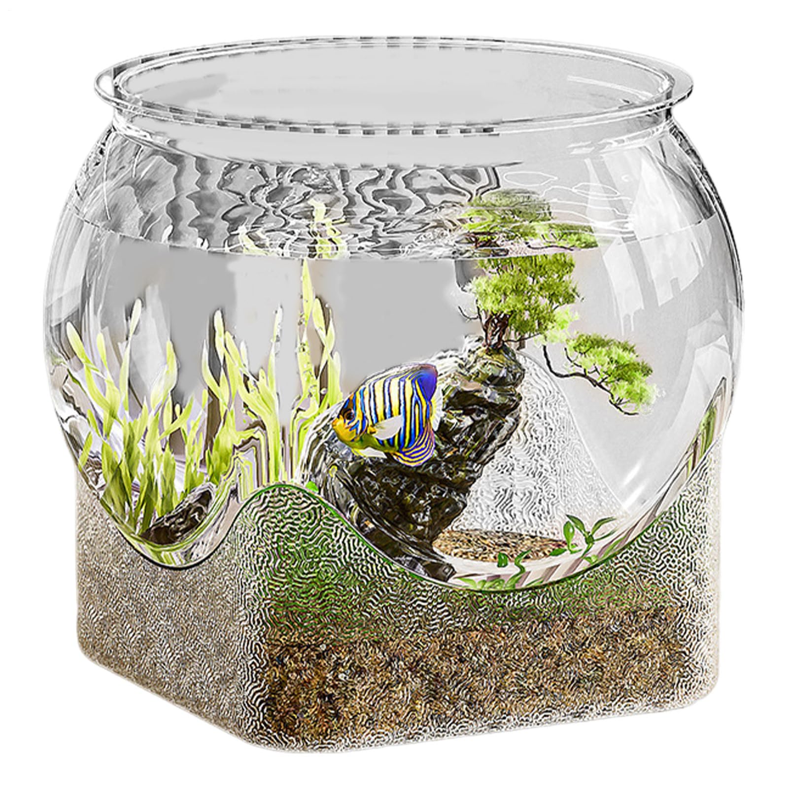 Round Fish Tank, Portable Glass Fishes Bowl, Landscape Fish Bowl Glass, Clear Aquarium Fishs Tank, Desktop Aquarium For Betta Fishs Turtle, Home Decoration, Indoor Gardening Tabletop Desktop Display