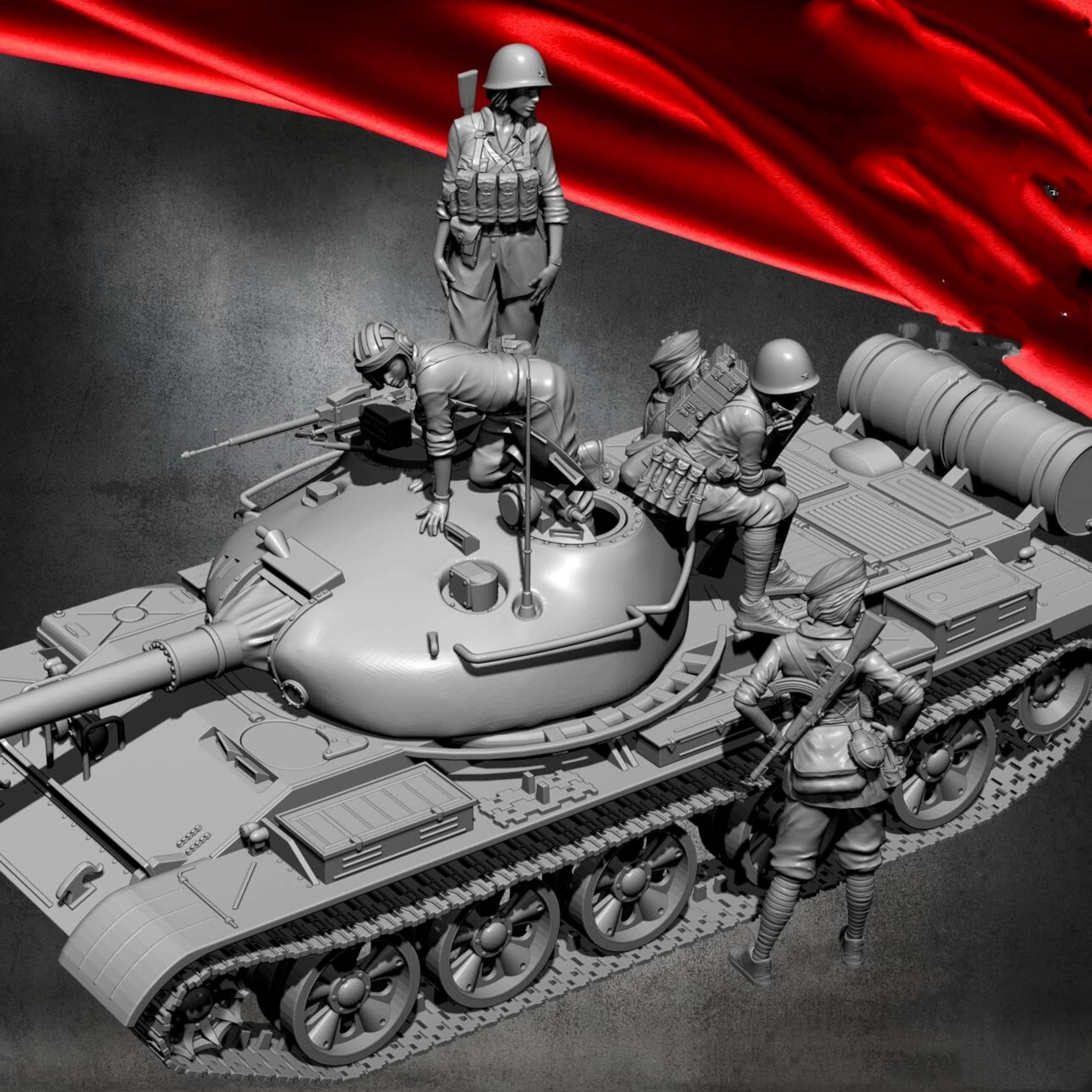 Bhowsa 1/35 Kit di modello soldatessa sovietica WWII in resina, non verniciato e non assemblato (5 figurine, senza carro armato) //Y5jO4lo9