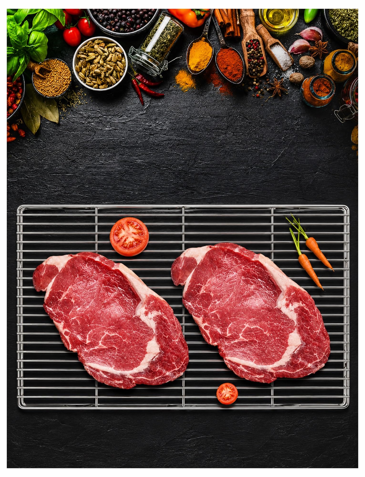 Générique Grille de cuisson surélevée en inox, cadre 5 mm et maillage 3 mm | Pieds de 2 ou 4 cm pour four, repos de viande, refroidissement du pain et cuisine pro(80x50x4cm)