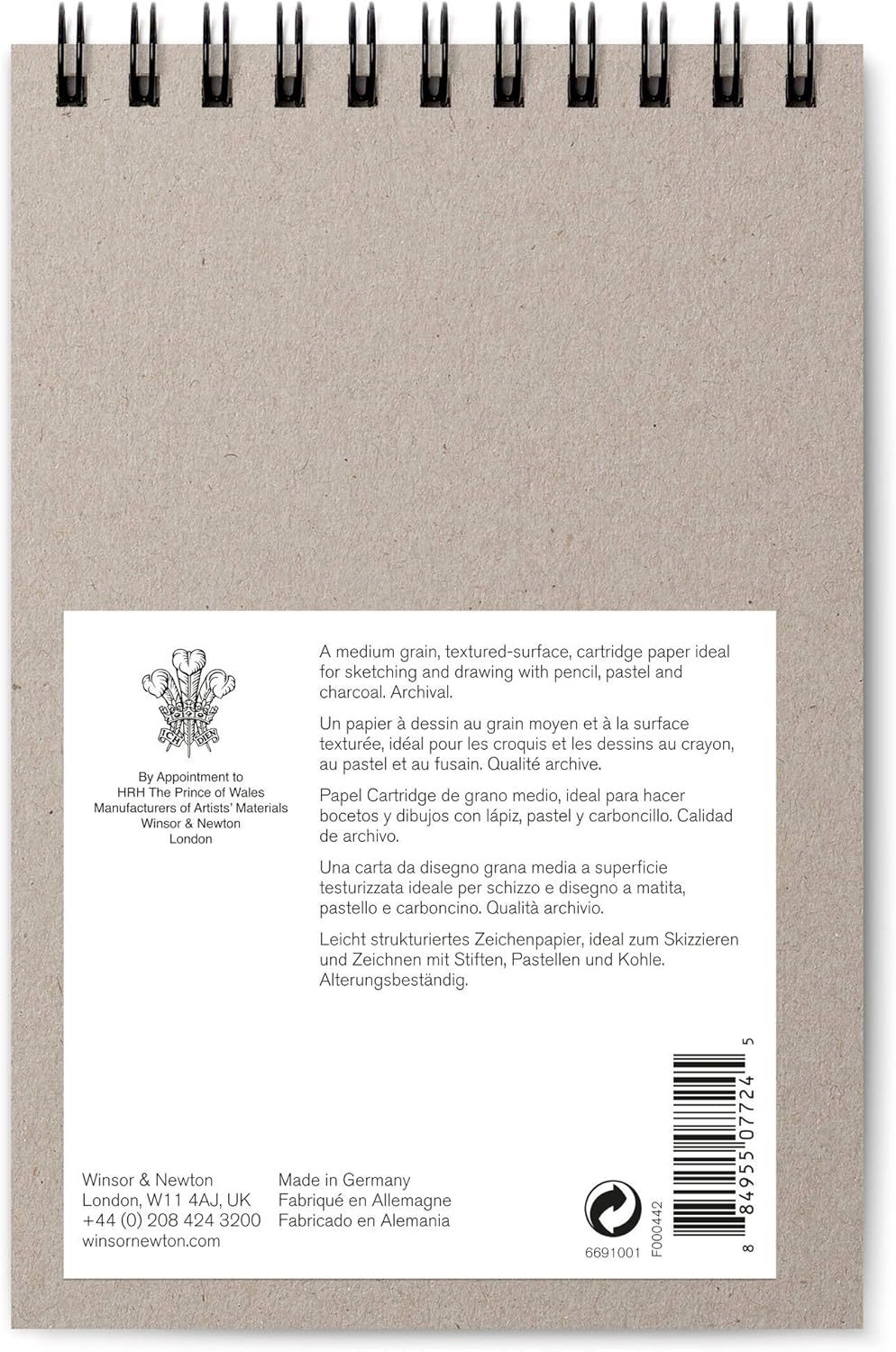 Winsor & Newton 6691001 Tekenpapier in spiraalblok, 25 vellen, DIN A5