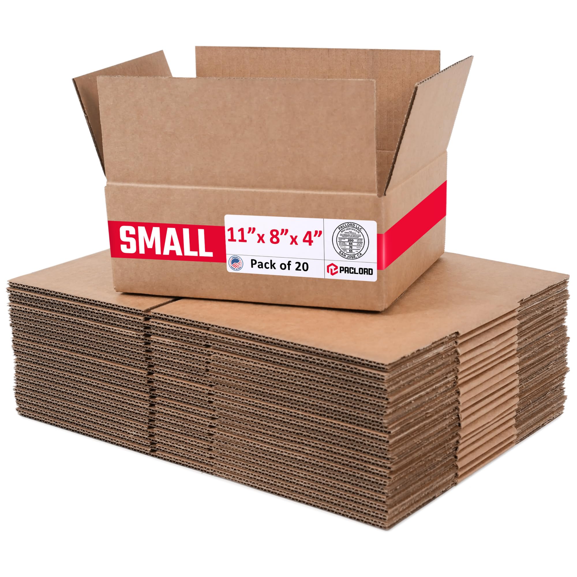 Small Cardboard Boxes 11"L x 8"W x 4"H (Pack of 20) - USA-Made Packing Boxes for Moving, Shipping, or Storage - USPS, UPS, FedEx Approved - Professional Packing Supplies for Moving | USA-Made Packing Boxes for Moving, Shipping, or Storage - USPS, UPS, FedEx Approved - Professional Packing Supplies