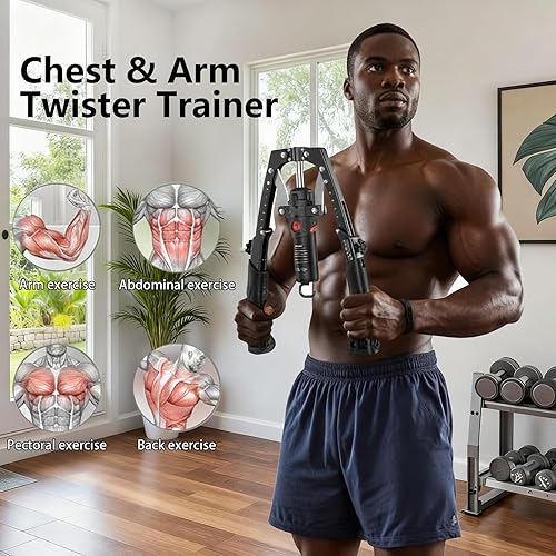 Miniatura 2 de Mymus CoreFlex Twister Pro, máquina de prensa de pecho de energía hidráulica, barra giratoria ajustable todo en uno, 22-440 libras, entrenador de